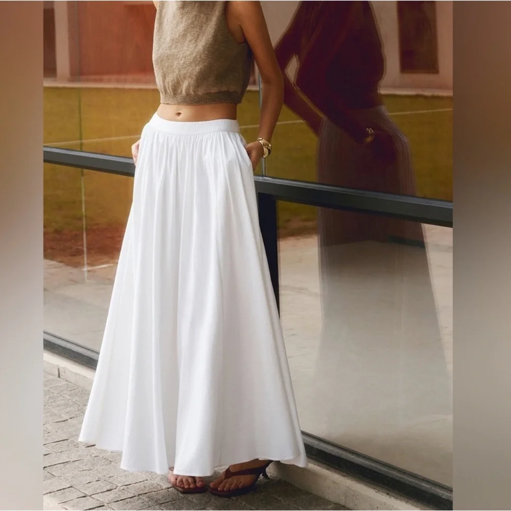 Commense Cotton Pleated Maxi Skirt - Picture 3 of 4